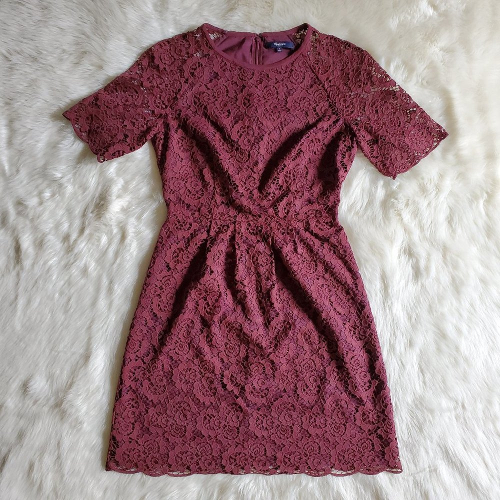 Madewell Burgundy Lace Magnolia Dress Size 0 NWOT - Picture 3 of 16